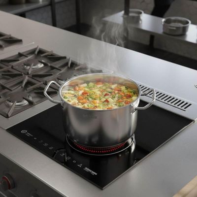 Caçarola de Indução 32cm Profissional Aço Inox 15,2L Brinox Panela Alta Avulsa Cozinha