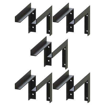 Jogo 10 Mãos Francesas de Prateleira Reforçadas Pretas 18x12,5cm Aço Carbono Dimec