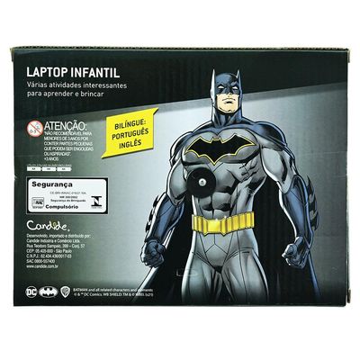 Kit Laptop Infantil Educativo Candide Batman Bilíngue + 1 Fidget Spinner Sortido