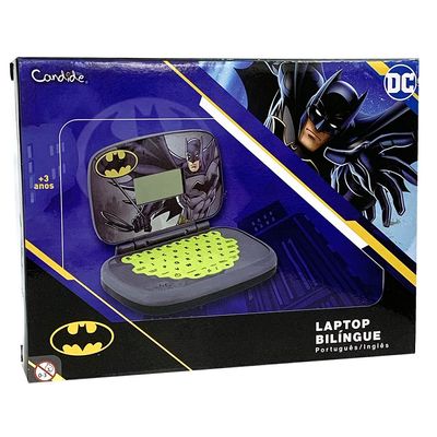 Kit Laptop Infantil Educativo Candide Batman Bilíngue + 1 Fidget Spinner Sortido