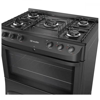 Fogão Mueller 5 Bocas Com Mesa Esmaltada FI5BC Preto Bivolt