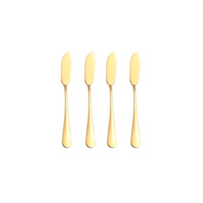 Faca para Manteiga Espatula Pate Aço Inox Dourado Jogo 4un