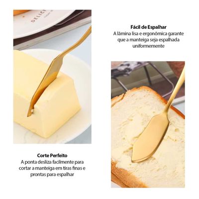 Faca para Manteiga Espatula Pate Geleia Aço Inox Dourado