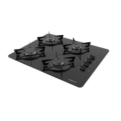 Cooktop Fogatti à Gás Fgt 4b Vidro Preto Flange Esmaltada Preto Bivolt