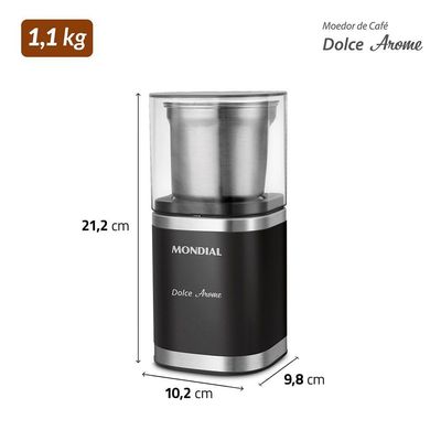 Moedor De Café Dolce Arome Mondial Preto/Inox 180W MCF-01-BI 110V