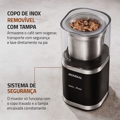 Moedor De Café Dolce Arome Mondial Preto/Inox 180W MCF-01-BI 110V