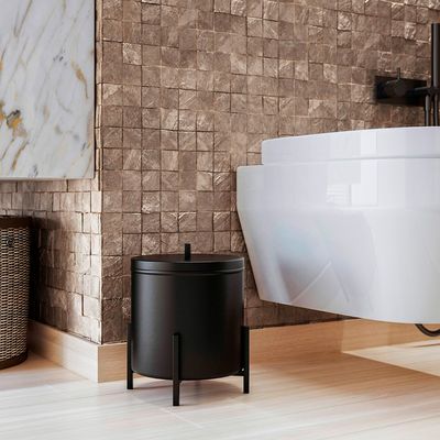 Lixeira Para Banheiro e Cozinha Level Preto 6L - Dream Home
