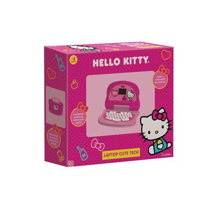 Kit Laptop Infantil Educativo Candide Hello Kitty Tech Bilíngue + 1 Fidget Spinner Sortido
