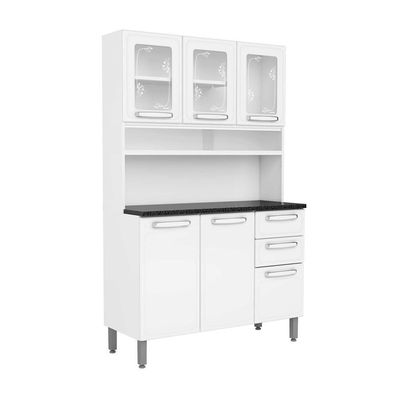 Cozinha Compacta Aço 6 Portas 2 Vid 2 Gav Branco Bertolini Branco