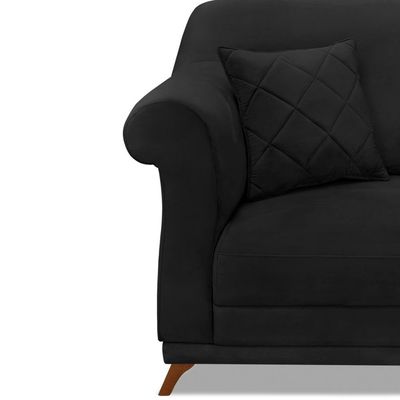 Kit 2 Poltronas Decorativas com 2 Almofadas Armstrong Suede Preto - Gran Belo
