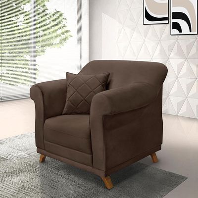 Kit 2 Poltronas Decorativas com 2 Almofadas Armstrong Veludo Marrom  - Gran Belo
