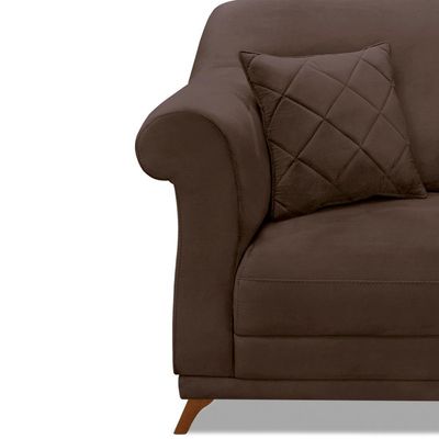 Poltrona Decorativa com 1 Almofada Armstrong Veludo Marrom  - Gran Belo