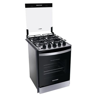 Fogão de Embutir Brastemp 4 Bocas, Chama Dupla BYO4EBR Inox / Bivolt