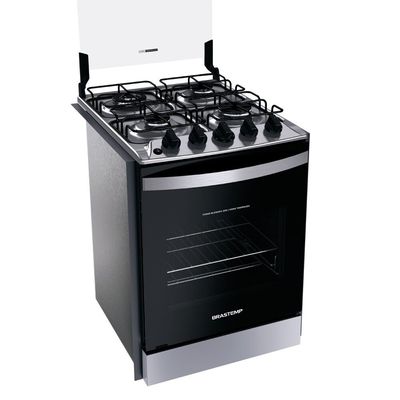 Fogão de Embutir Brastemp 4 Bocas, Chama Dupla BYO4EBR Inox / Bivolt