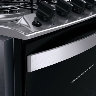 Fogão de Embutir Brastemp 4 Bocas, Chama Dupla BYO4EBR Inox / Bivolt