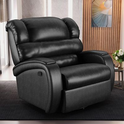 Poltrona do Papai Sala de Cinema Reclinável Kylie Glider Manual Giratória USB PU Preto Brilho G23