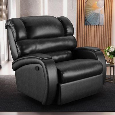 Poltrona do Papai Sala de Cinema Reclinável Kylie Manual PU Preto Brilho G23
