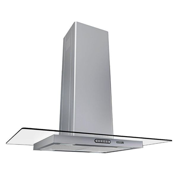 Coifa Ilha 90cm Vidro Reto Nardelli Inox 110V