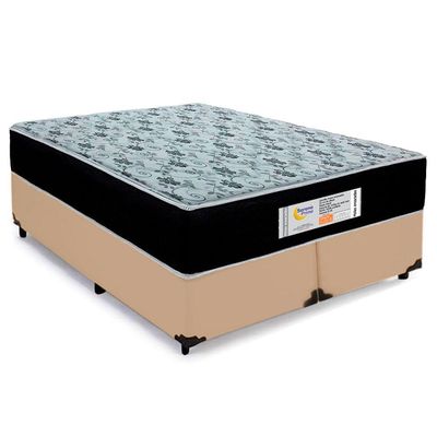 Cama Box Queen Bipartido Sintético + Colchão Molas Ensacadas Sereneprime Sonnolux 158x198x65 Bege