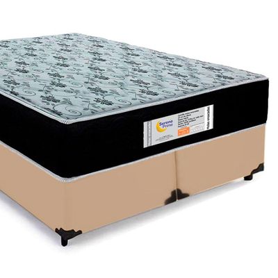 Cama Box Queen Bipartido Sintético + Colchão Molas Ensacadas Sereneprime Sonnolux 158x198x65 Bege