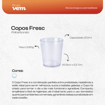 Copo Fresc Redondo 200ml Natural em Policarbonato