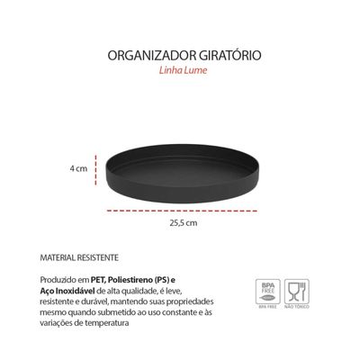Organizador Giratorio Redondo Preto Multiuso Porta Temperos