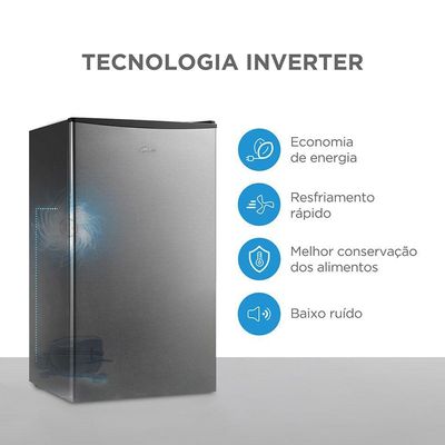 Frigobar 93L Inox Inverter Midea MDRD142FGD503 Bivolt