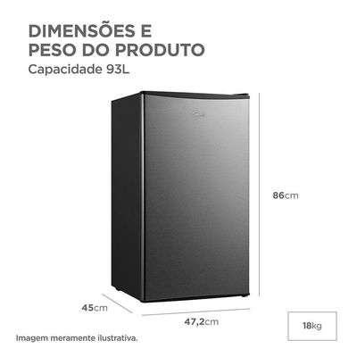 Frigobar 93L Inox Inverter Midea MDRD142FGD503 Bivolt
