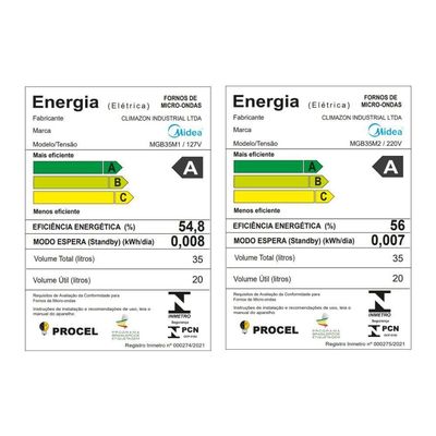 Micro-ondas de Embutir 35L Preto Midea MGB35M1 - 110V