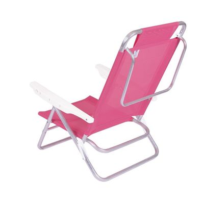 Kit 2 Cadeira Alumínio Reclinável Summer 6 Posições Rosa Mor