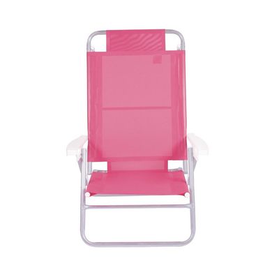 Kit 2 Cadeira Alumínio Reclinável Summer 6 Posições Rosa Mor