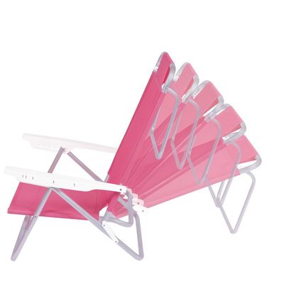 Kit 2 Cadeira Alumínio Reclinável Summer 6 Posições Rosa Mor
