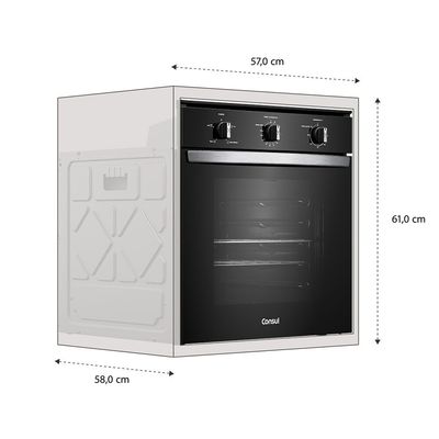 Forno de Embutir Elétrico Consul 84 Litros Timer Autodesligamento - COB84BE Preto / 220V