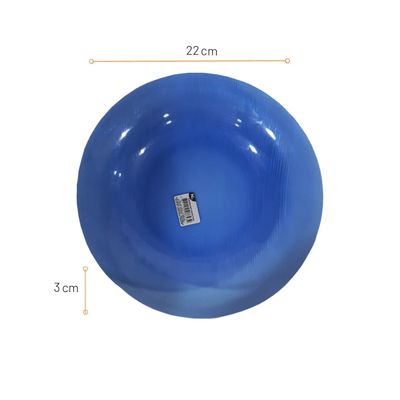Prato Fundo de Vidro Diamante Sky Azul 22cm 6 Unidades - Nadir 5838