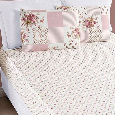 Jogo De Cama Lençol Bouti Estampado Solteiro 02 Peças - Rosa Matura