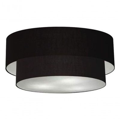 Plafon Duplo Cilíndrico Vivare Md-3064 Cúpula Em Tecido 70x60cm - Bivolt Preto 127/220v