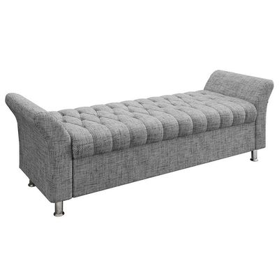 Recamier Puff Estofado Queen 160 Cm ágata Linho Cinza