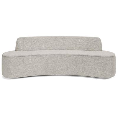 Sofá 3 Lugares Curvo Sala de Estar Living Cancún D02 Bouclê Creme 180 cm B-54 - Lyam Decor