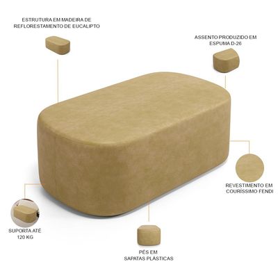 Cabeceira Cama Box 100cm Lanna com Puff Recamier Doha W01 Couríssimo Fendi - Lyam Decor