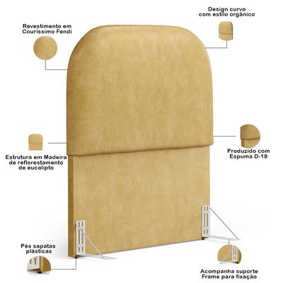Cabeceira Cama Box 100cm Lanna com Puff Recamier Doha W01 Couríssimo Fendi - Lyam Decor