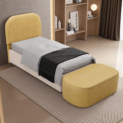 Cabeceira Cama Box 100cm Lanna com Puff Recamier Doha W01 Couríssimo Fendi - Lyam Decor