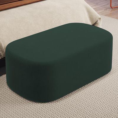 Puff Decorativo Orgânico Para Living Quarto 100cm Doha W01 Suede Verde Musgo - Lyam Decor
