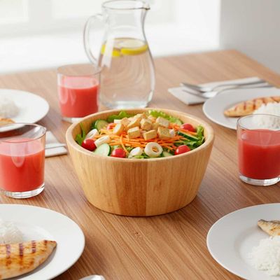 Tigela Bowl Saladeira Bambu Natural Fruteira Redonda 20cm