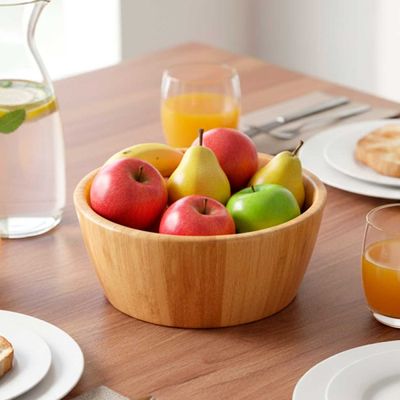 Tigela Bowl Saladeira Bambu Natural Fruteira Redonda 20cm