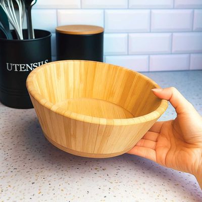 Tigela Bowl Saladeira Bambu Natural Fruteira Redonda 20cm