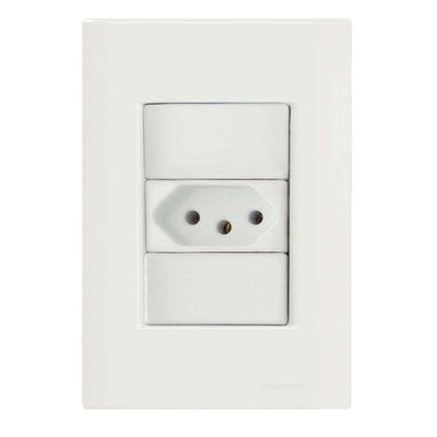 Conjunto 4x2 Com 1 Tomada 2p+t 10 A 250 V Tramontina Giz Branco Tramontina