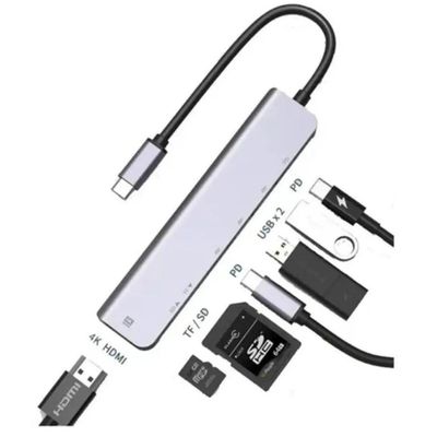 Hub Estação 7x1 Type C Macbook X Usb-C Pd Usb 3.0 Sd Tf Hdmi 4K