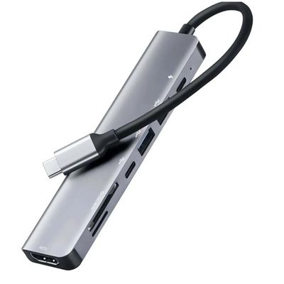 Hub Estação 7x1 Type C Macbook X Usb-C Pd Usb 3.0 Sd Tf Hdmi 4K