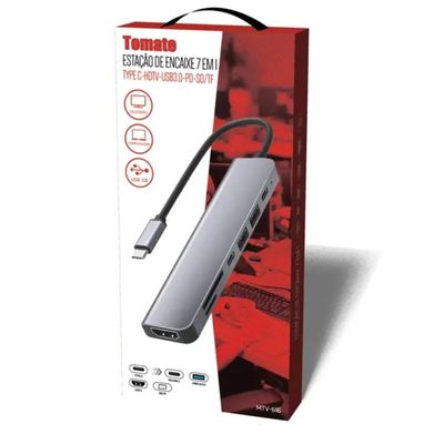 Hub Estação 7x1 Type C Macbook X Usb-C Pd Usb 3.0 Sd Tf Hdmi 4K