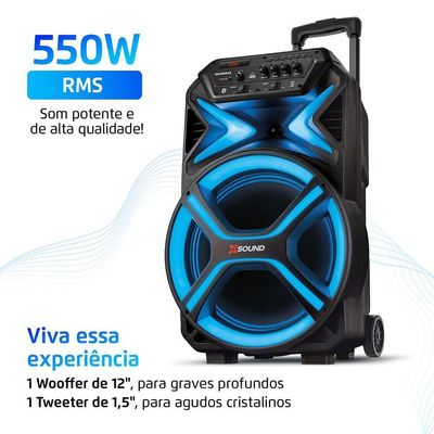 Caixa Amplificada Mondial 550W RMS CM-550-L Preto Bivolt